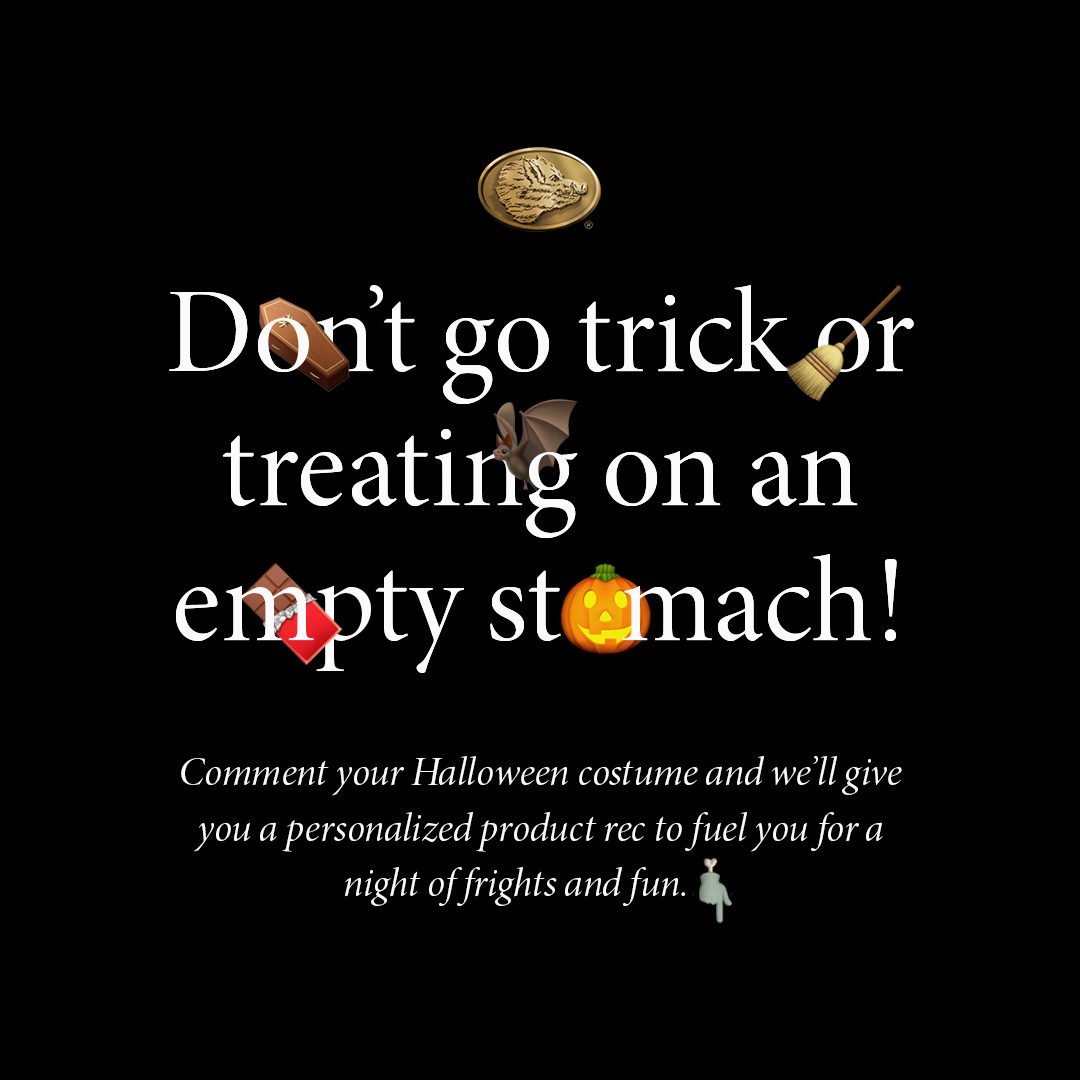 Social post asking customers to use emojis to say what they are going to be for Halloween.
