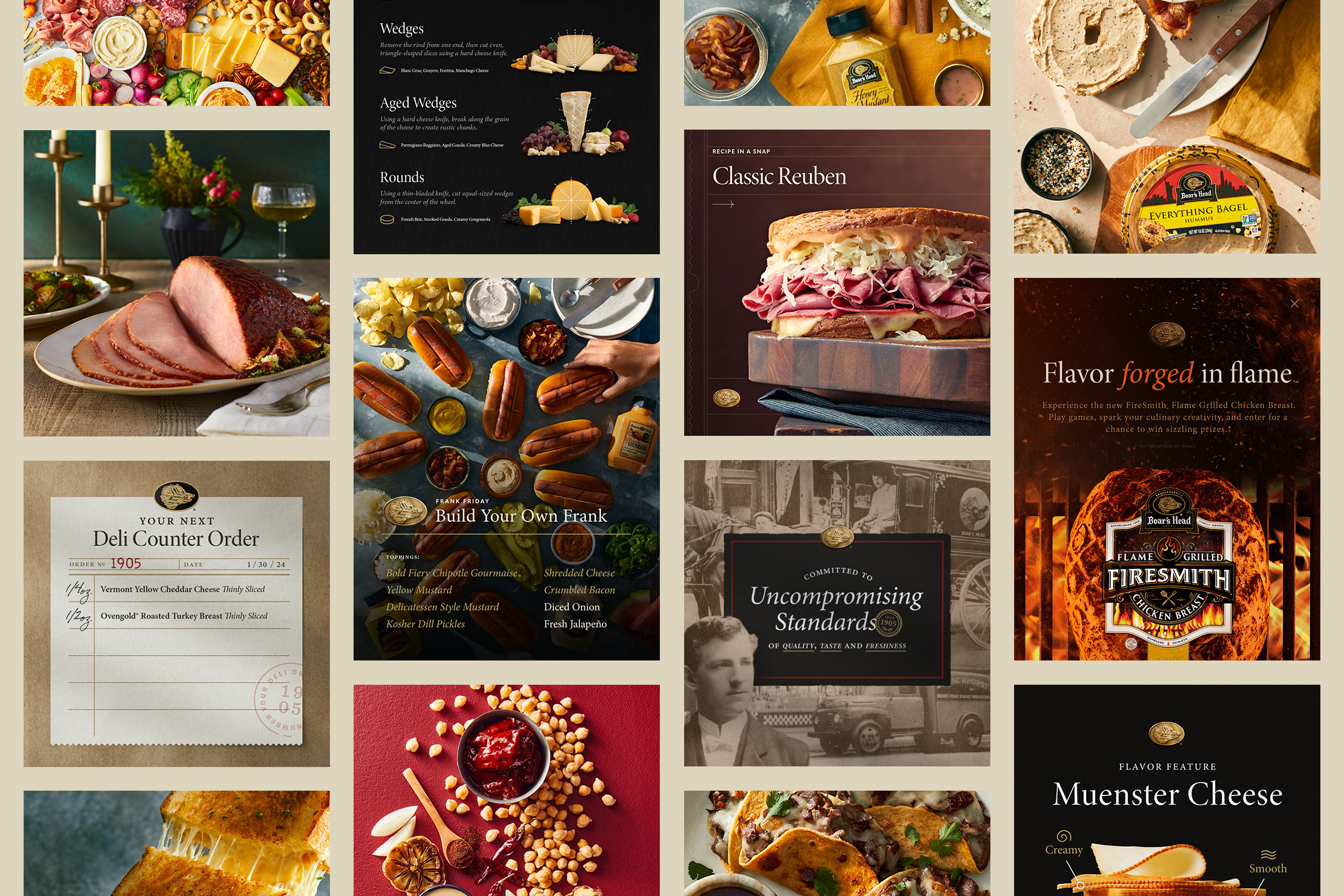 Image grid featuring social media posts from Boar's Head.
