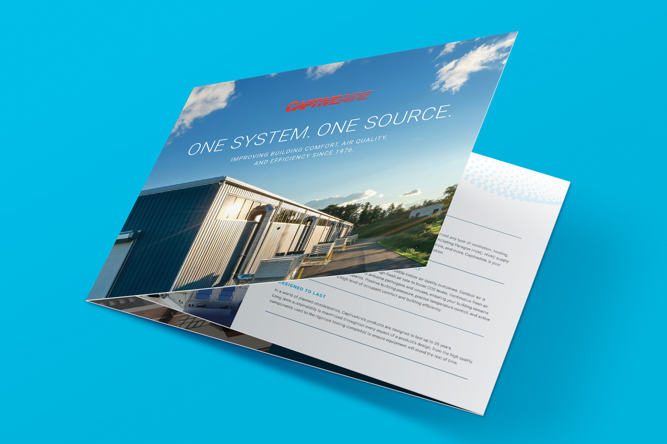 One system, one source brochure cover opening.