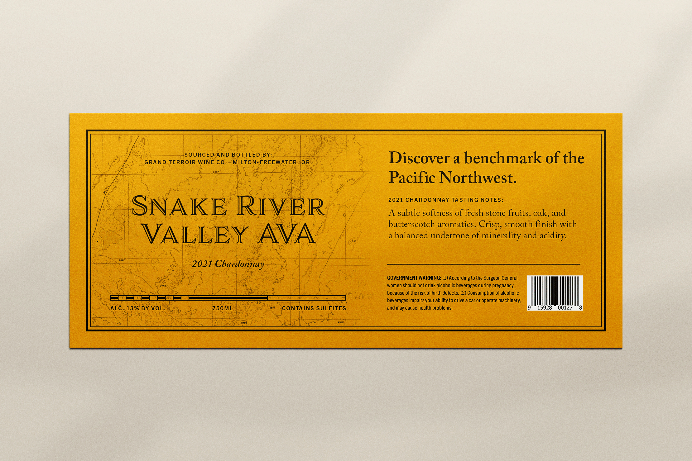 Topographic map wine labels.