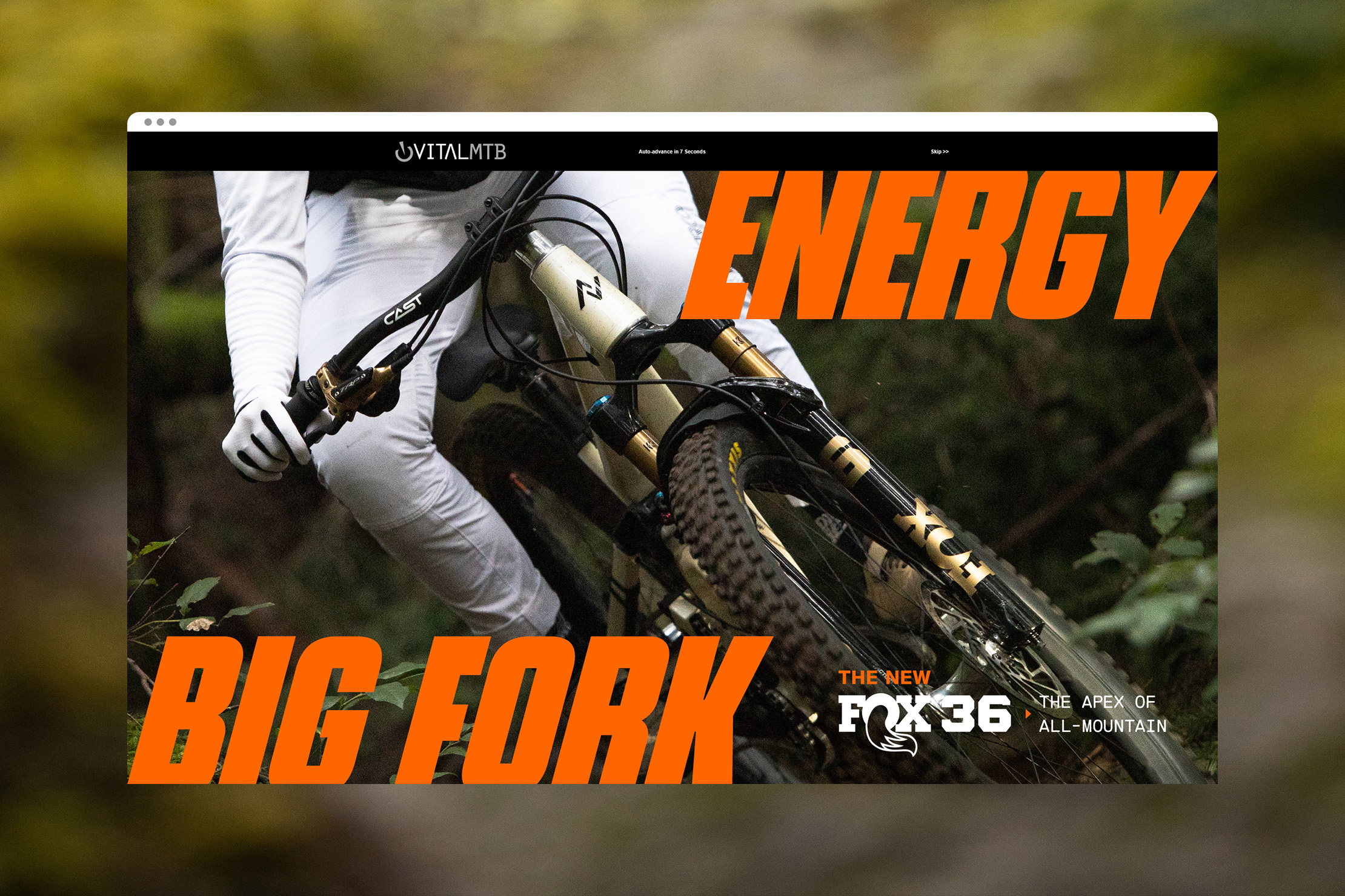 FOX 36 riding imagery for Vital MTB.